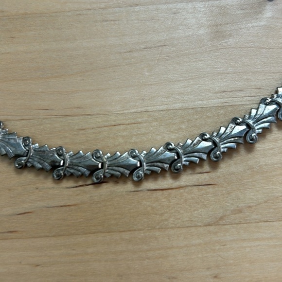 Felch & Company 1945 Danecraft Sterling Silver Repousse ArtDeco Necklace Earring - Picture 13 of 13